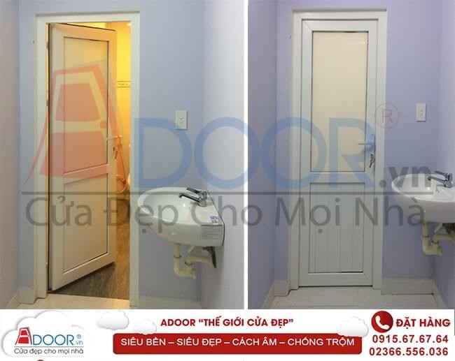 Mẫu cửa nhựa lõi thép tại nhà vệ sinh được sử dụng nhiều tại Adoor