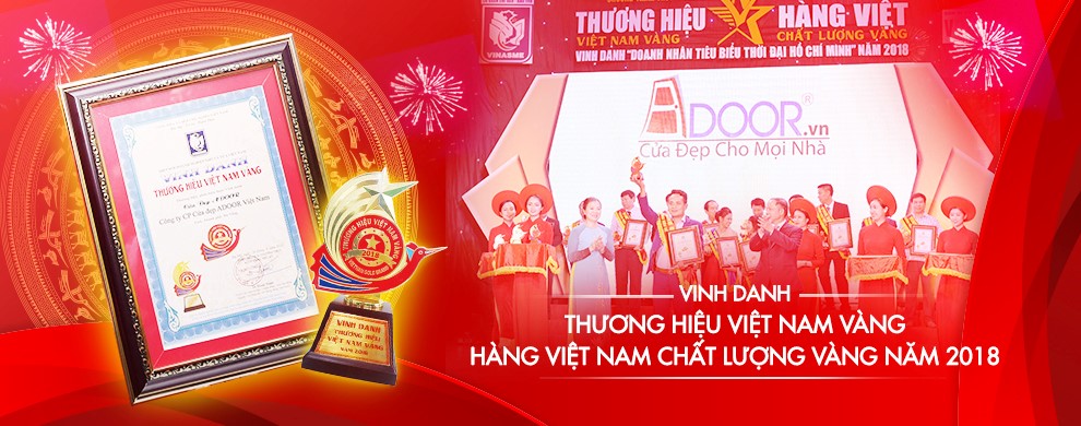 Thương hiệu Việt Nam Vàng cùng với Cửa kính cường lực Adoor