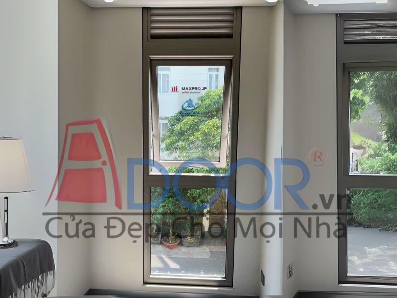 Mẫu cửa sổ mở hất nhôm maxpro
