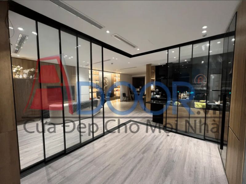 Giá cửa nhôm slim trượt ray dưới lùa