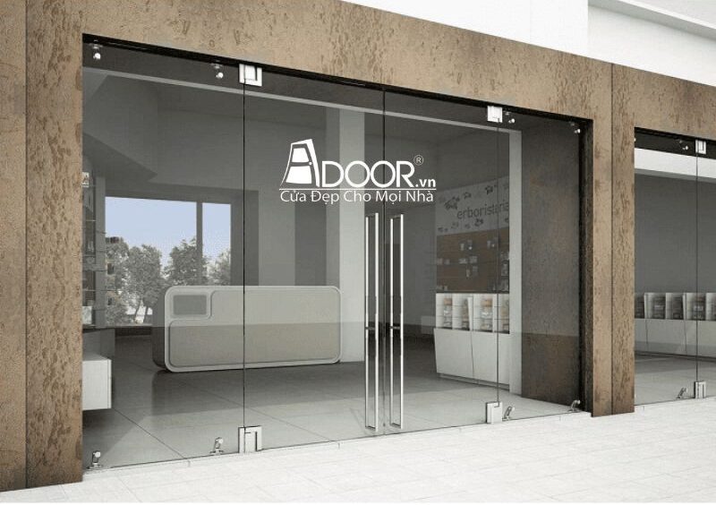 Mẫu cửa kính cường lực mở quay Adoor