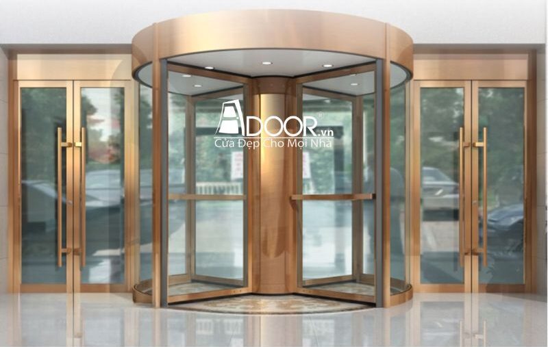 Mẫu cửa kính tự động xoay tròn Adoor