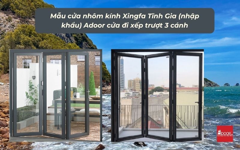 Mẫu cửa nhôm kính Xingfa Tĩnh Gia (nhập khẩu) Adoor cửa đi xếp trượt 3 cánh