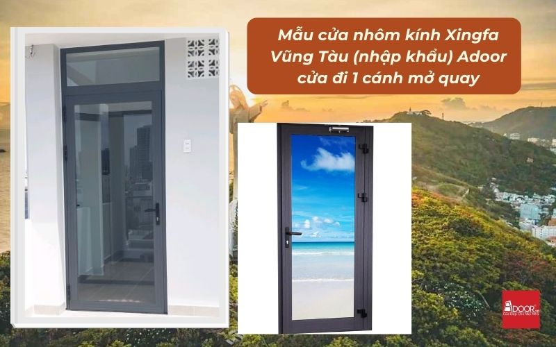 Mẫu cửa nhôm kính Xingfa Vũng Tàu (nhập khẩu) Adoor cửa đi 1 cánh mở quay