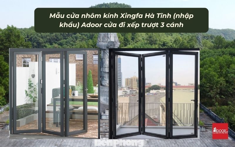 Mẫu cửa nhôm kính Xingfa Hà Tĩnh (nhập khẩu) Adoor cửa đi xếp trượt 3 cánh
