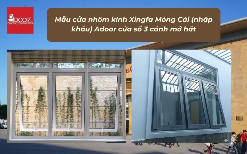 Mẫu cửa nhôm kính Xingfa Móng Cái (nhập khẩu) Adoor cửa sổ 3 cánh mở hất