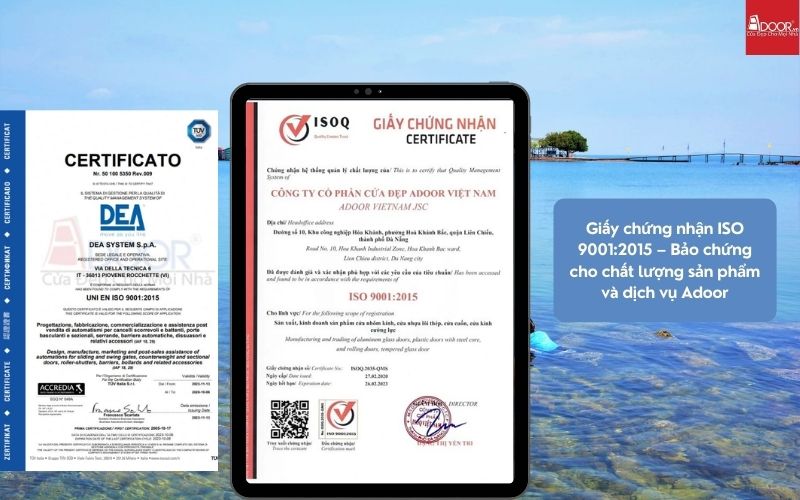 Đạt tiêu chuẩn ISO 9001:2015, Adoor cam kết mỗi bộ cửa nhôm kính Xingfa Hà Tiên (nhập khẩu) đều có độ bền vững chãi trước gió biển khắc nghiệt.