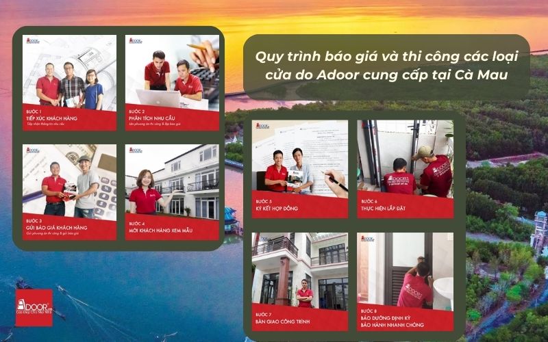 Quy trình sản xuất và lắp đặt cửa nhôm kính Xingfa Cà Mau (nhập khẩu) chuẩn 5 sao tại Adoor