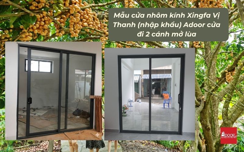 Mẫu cửa nhôm kính Xingfa Vị Thanh (nhập khẩu) Adoor cửa đi 2 cánh mở lùa