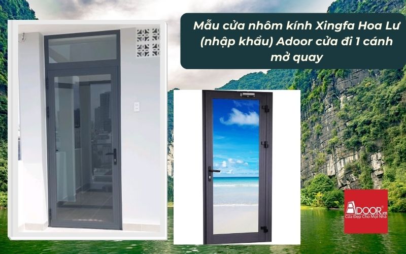 Mẫu cửa nhôm kính Xingfa Hoa Lư (nhập khẩu) Adoor cửa đi 1 cánh mở quay
