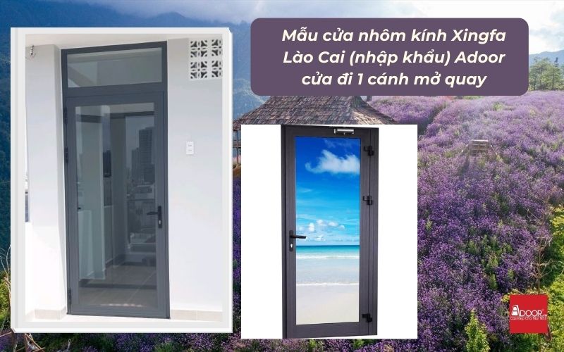 Mẫu cửa nhôm kính Xingfa Lào Cai (nhập khẩu) Adoor cửa đi 1 cánh mở quay