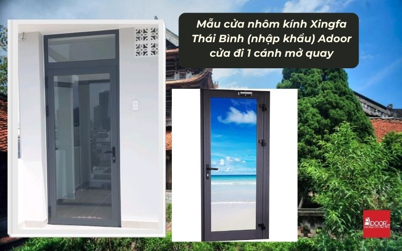Mẫu cửa nhôm kính Xingfa Thái Bình (nhập khẩu) Adoor cửa đi 1 cánh mở quay