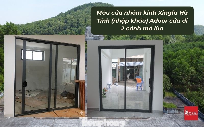 Mẫu cửa nhôm kính Xingfa Hà Tĩnh (nhập khẩu) Adoor cửa đi 2 cánh mở lùa