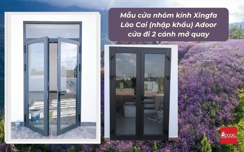 Mẫu cửa nhôm kính Xingfa Lào Cai (nhập khẩu) Adoor cửa đi 2 cánh mở quay