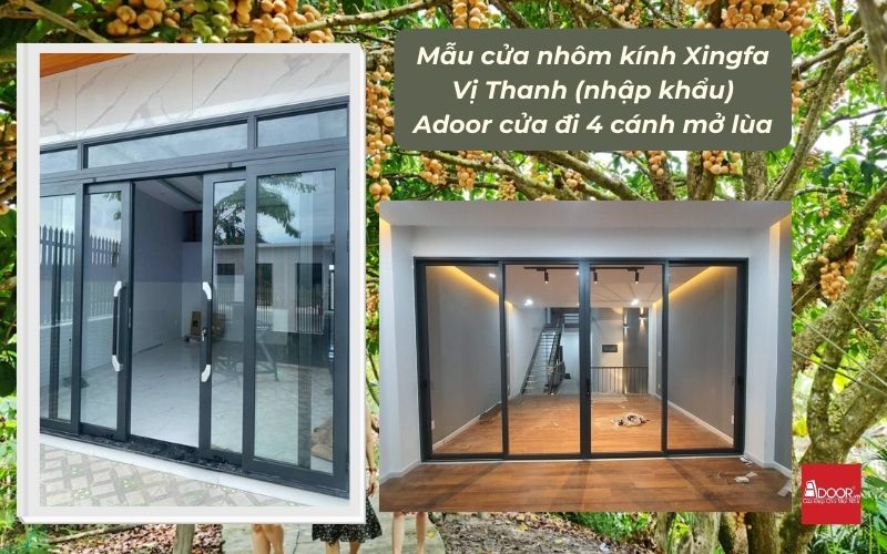 Mẫu cửa nhôm kính Xingfa Vị Thanh (nhập khẩu) Adoor cửa đi 4 cánh mở lùa