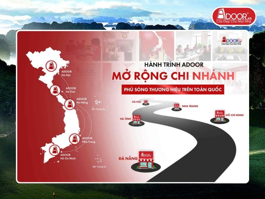 Chi nhánh Adoor phủ rộng toàn quốc phục vụ khách hàng tại Hạ Long