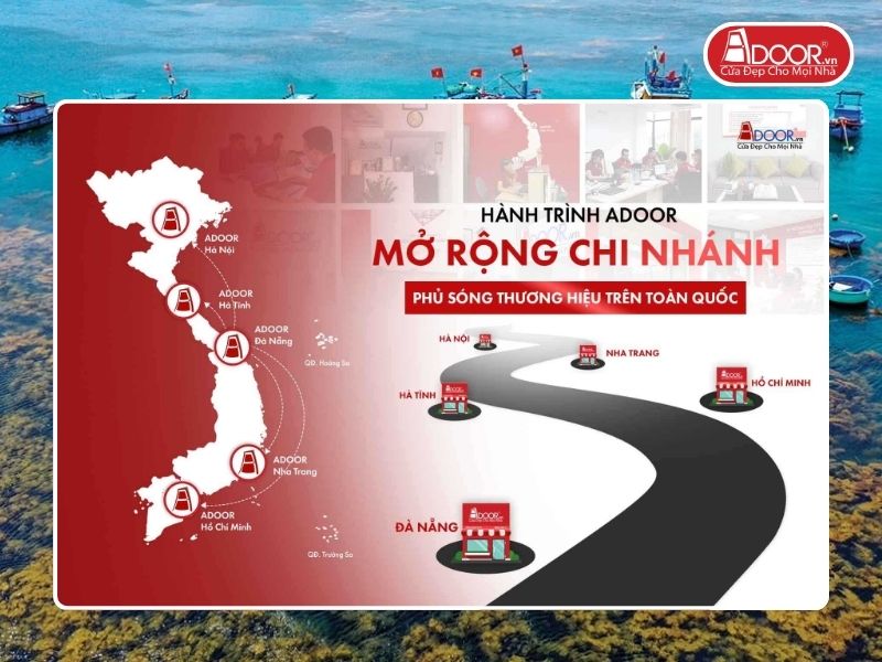 Chi nhánh Adoor phủ rộng toàn quốc phục vụ khách hàng tại Quy Nhơn