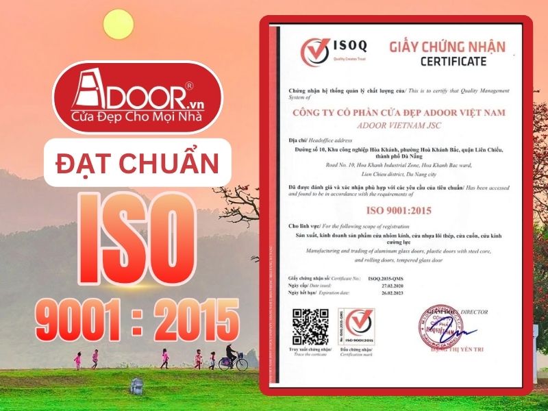 Chứng nhận ISO minh chứng Adoor uy tín phục vụ Bắc Giang