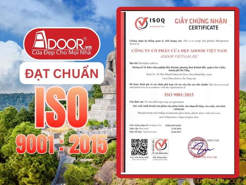 Chứng nhận ISO minh chứng Adoor uy tín phục vụ Bắc Ninh