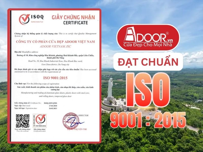 Chứng nhận ISO minh chứng Adoor uy tín phục vụ Biên Hòa