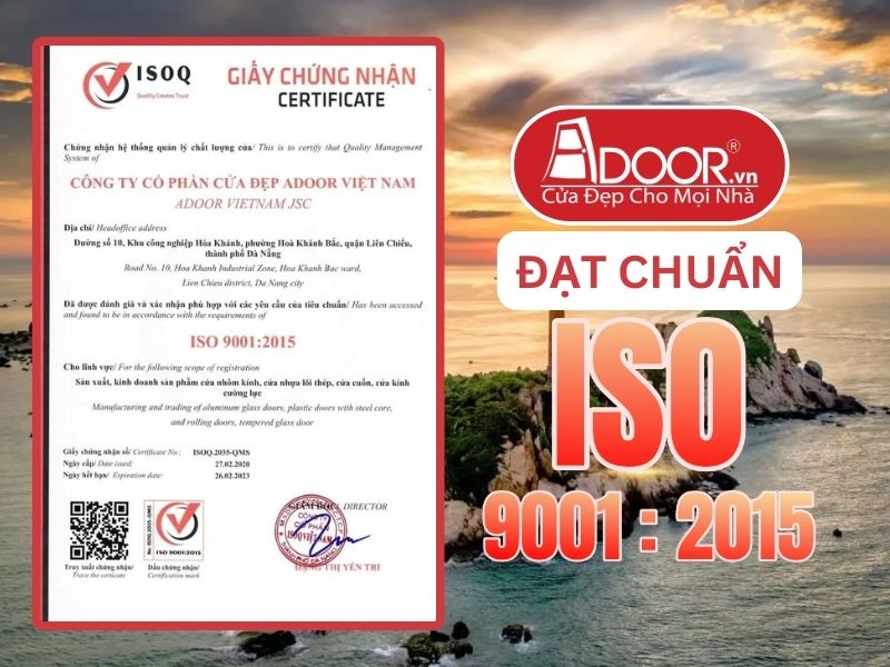 Chứng nhận ISO minh chứng Adoor uy tín phục vụ Bình Thuận