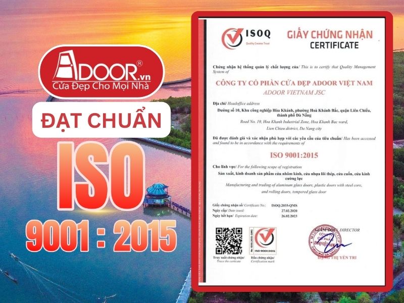 Chứng nhận ISO minh chứng Adoor uy tín phục vụ Cà Mau