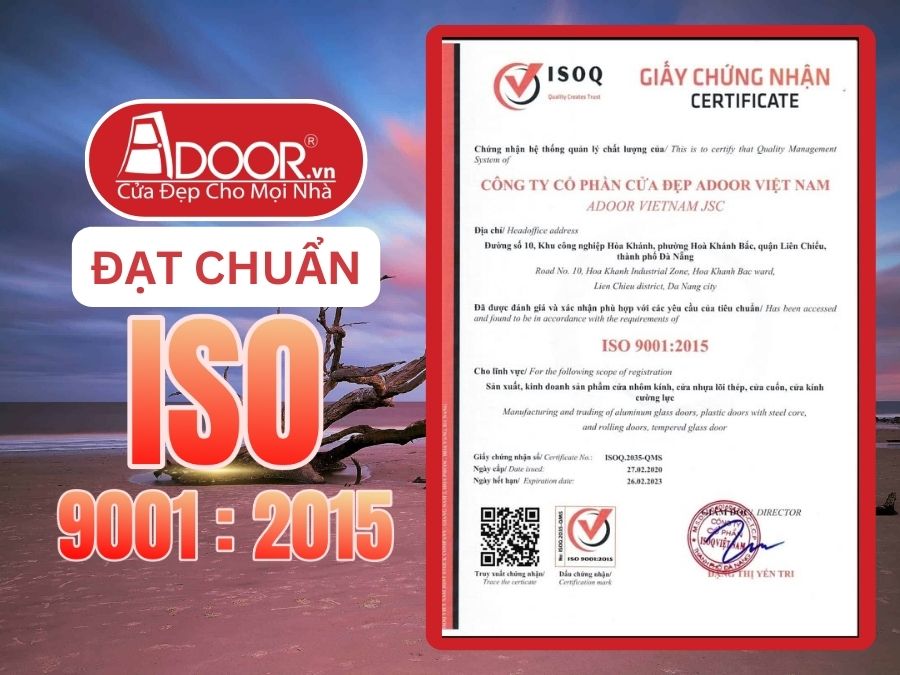 Chứng nhận ISO minh chứng Adoor uy tín phục vụ Cẩm Phả