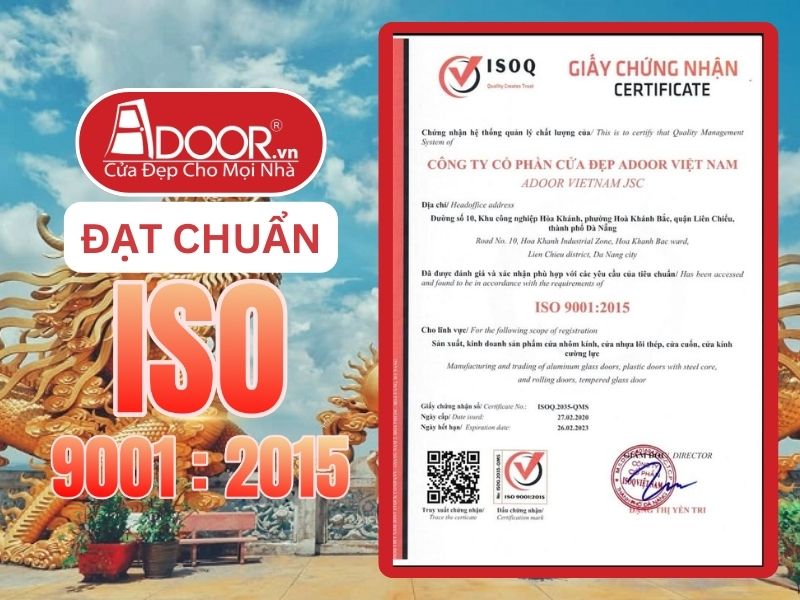 Chứng nhận ISO minh chứng Adoor uy tín phục vụ Dĩ An