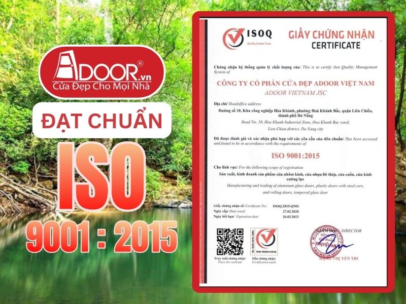Chứng nhận ISO minh chứng Adoor uy tín phục vụ Đồng Xoài