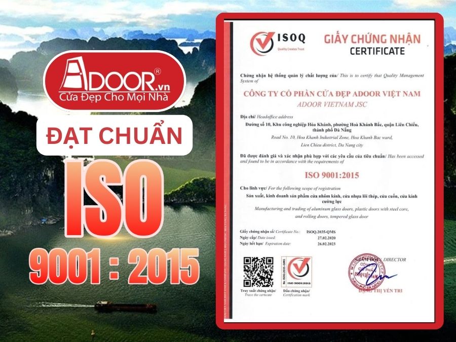 Chứng nhận ISO minh chứng Adoor uy tín phục vụ Hạ Long