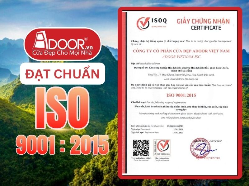 Chứng nhận ISO minh chứng Adoor uy tín phục vụ Hà Nam