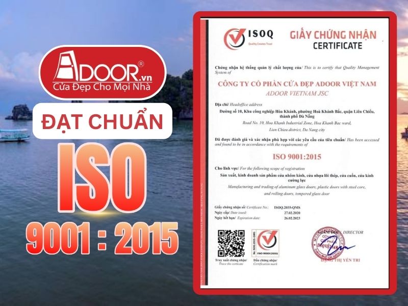 Chứng nhận ISO minh chứng Adoor uy tín phục vụ Hà Tiên