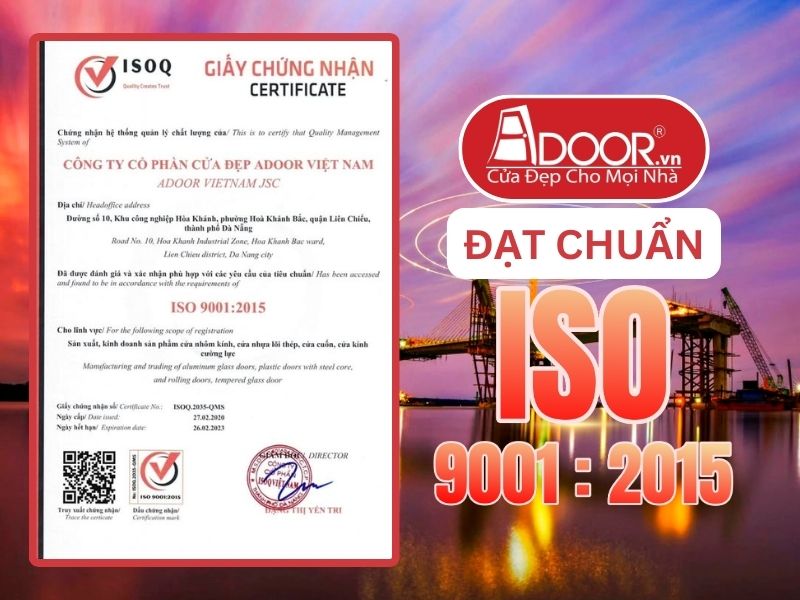 Chứng nhận ISO minh chứng Adoor uy tín phục vụ Hải Phòng