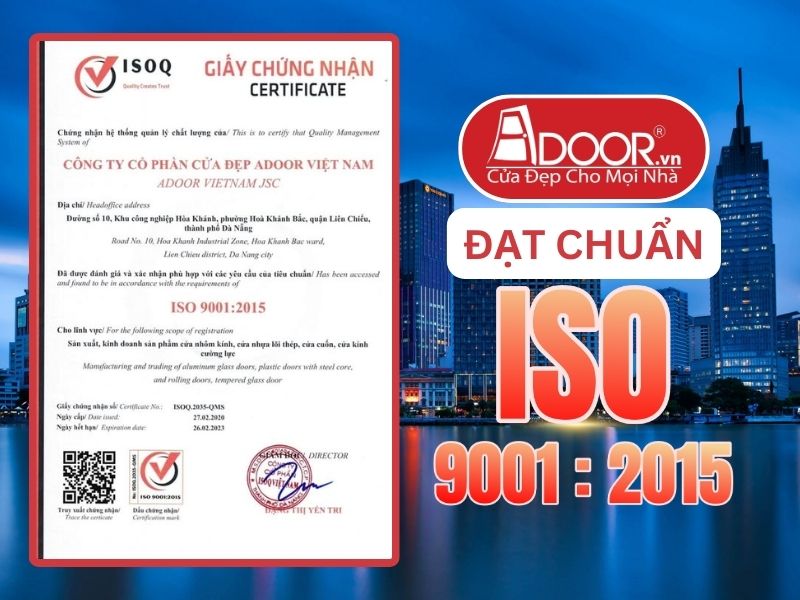 Chứng nhận ISO minh chứng Adoor uy tín phục vụ Hồ Chí Minh