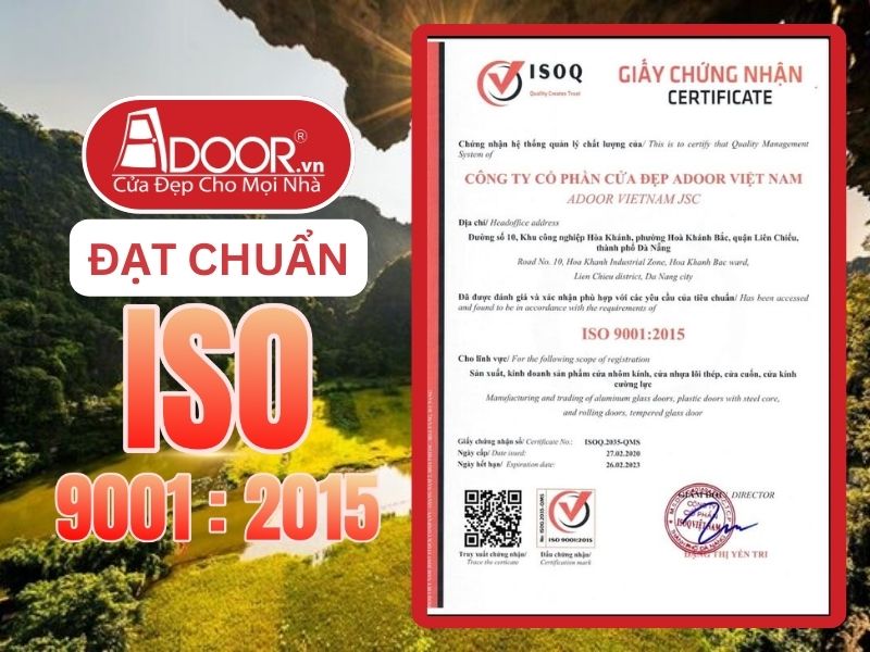 Chứng nhận ISO minh chứng Adoor uy tín phục vụ Hoa Lư