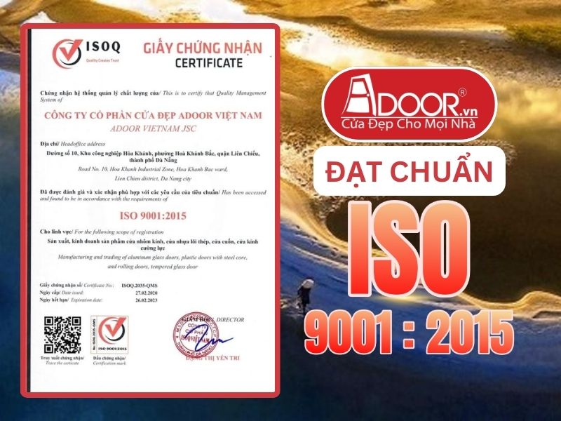 Chứng nhận ISO minh chứng Adoor uy tín phục vụ Huế