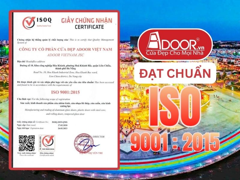 Chứng nhận ISO minh chứng Adoor uy tín phục vụ Kiên Giang