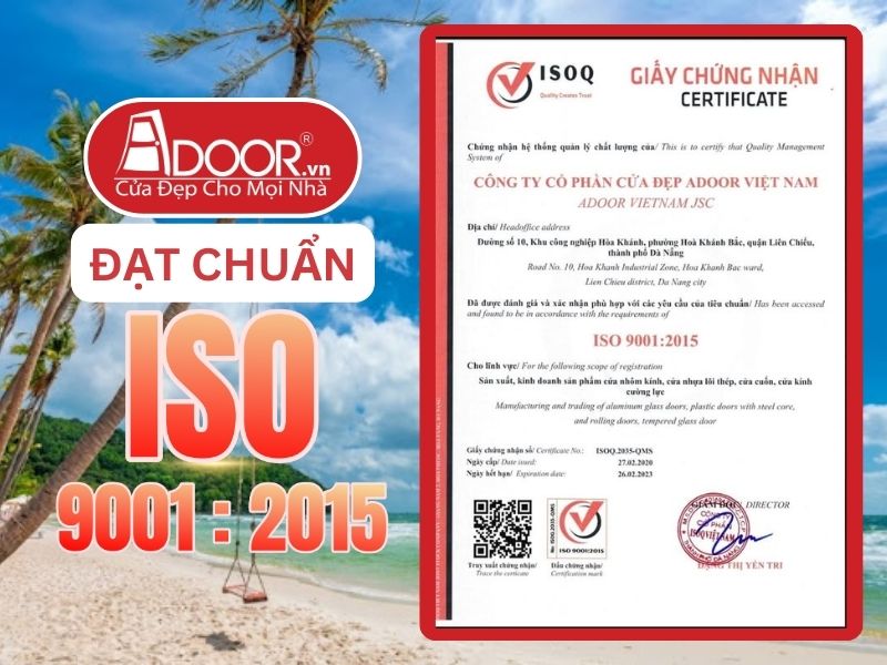 Chứng nhận ISO minh chứng Adoor uy tín phục vụ Kiên Giang