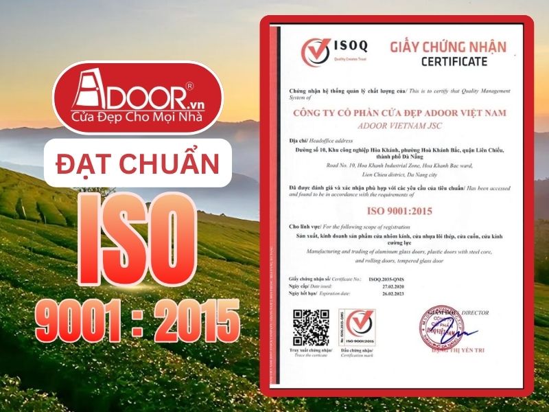 Chứng nhận ISO minh chứng Adoor uy tín phục vụ Lâm Đồng