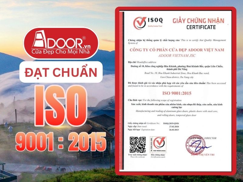 Chứng nhận ISO minh chứng Adoor uy tín phục vụ Lạng Sơn