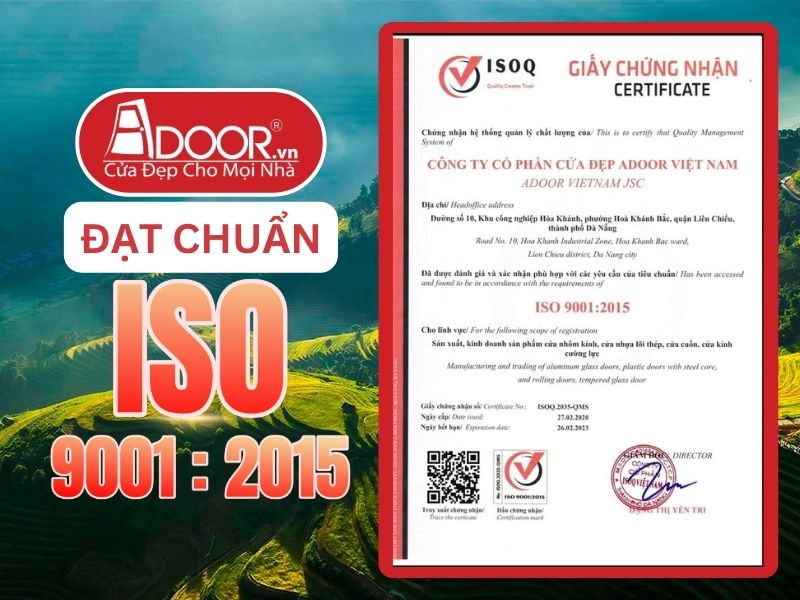 Chứng nhận ISO minh chứng Adoor uy tín phục vụ Lào Cai