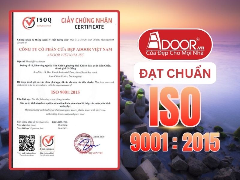 Chứng nhận ISO minh chứng Adoor uy tín phục vụ Quảng Ngãi