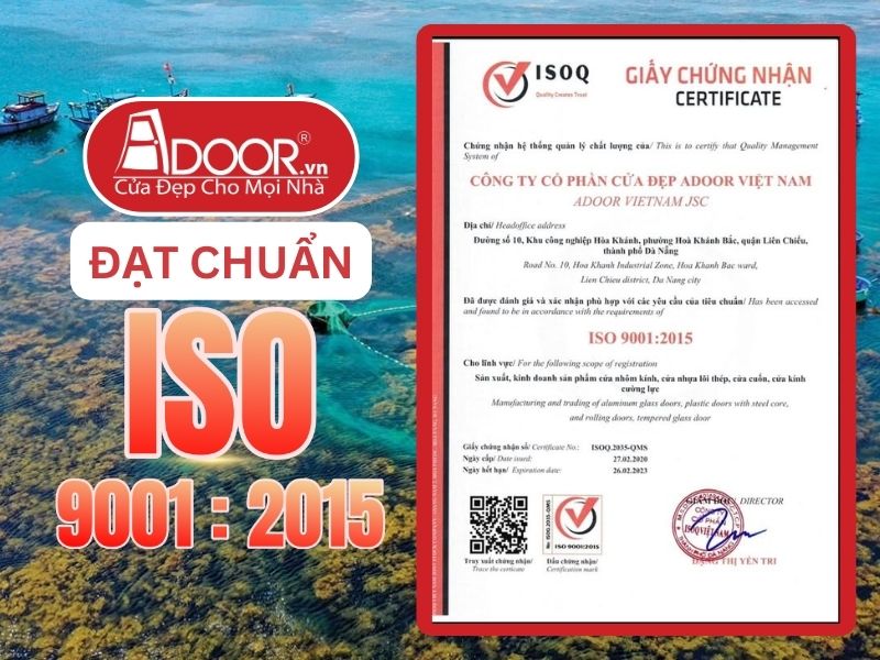 Chứng nhận ISO minh chứng Adoor uy tín phục vụ Quy Nhơn