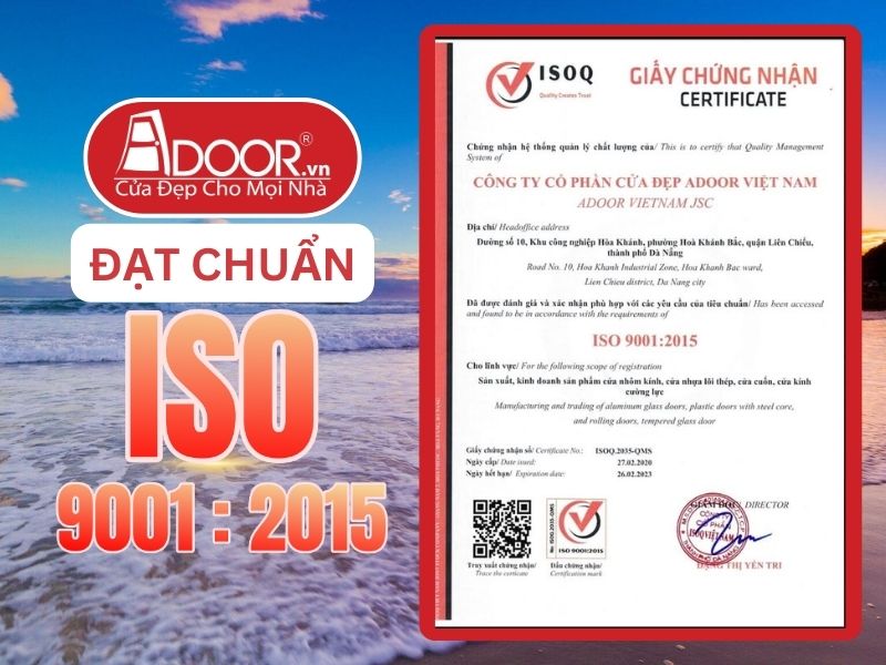 Chứng nhận ISO minh chứng Adoor uy tín phục vụ Sầm Sơn