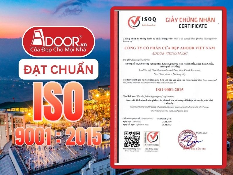 Chứng nhận ISO minh chứng Adoor uy tín phục vụ Tây Ninh