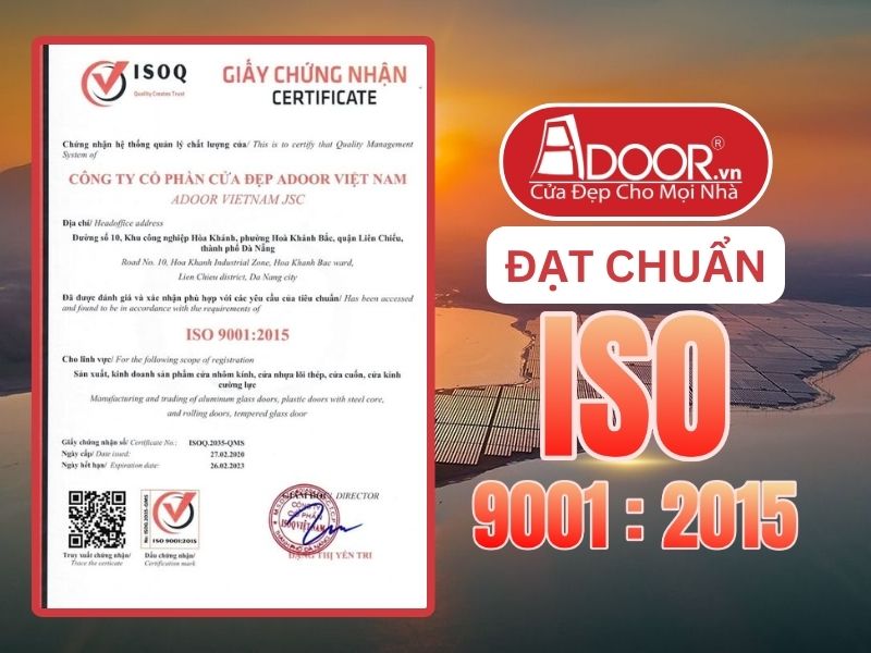 Chứng nhận ISO minh chứng Adoor uy tín phục vụ Thủ Dầu Một