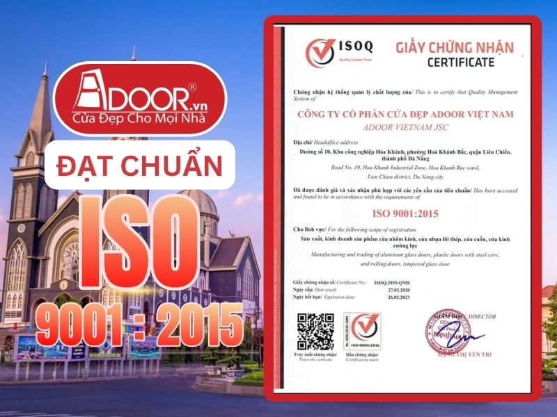 Chứng nhận ISO minh chứng Adoor uy tín phục vụ Thuận An