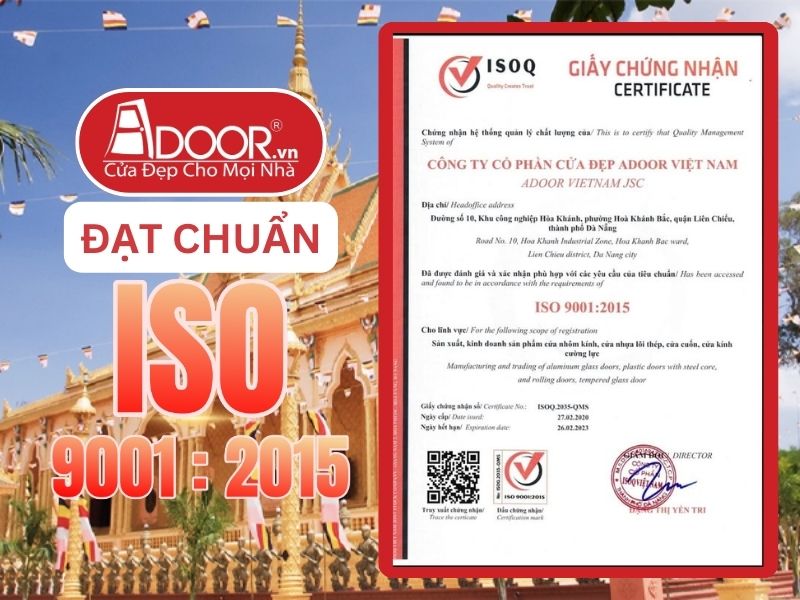 Chứng nhận ISO minh chứng Adoor uy tín phục vụ Trà Vinh