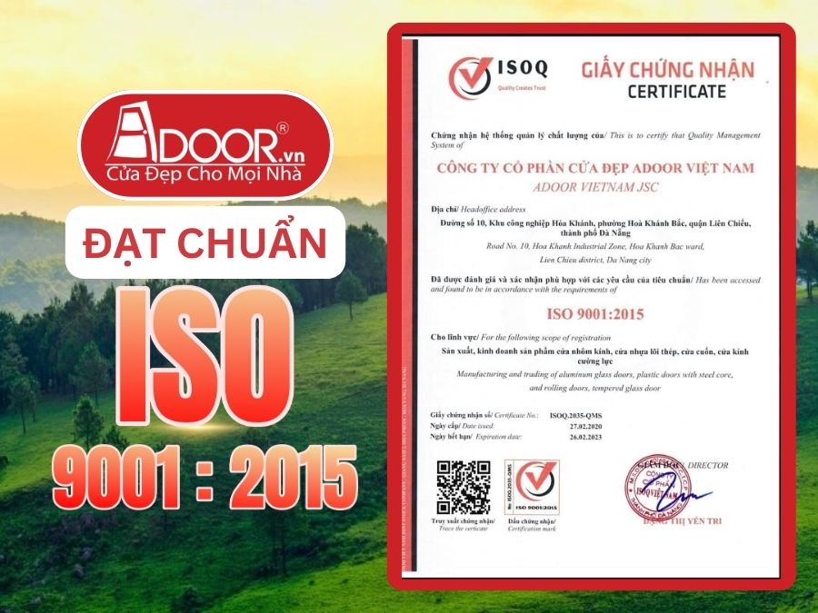 Chứng nhận ISO minh chứng Adoor uy tín phục vụ Uông Bí