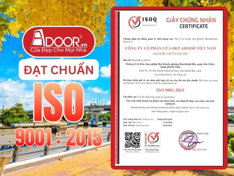 Chứng nhận ISO minh chứng Adoor uy tín phục vụ Vị Thanh